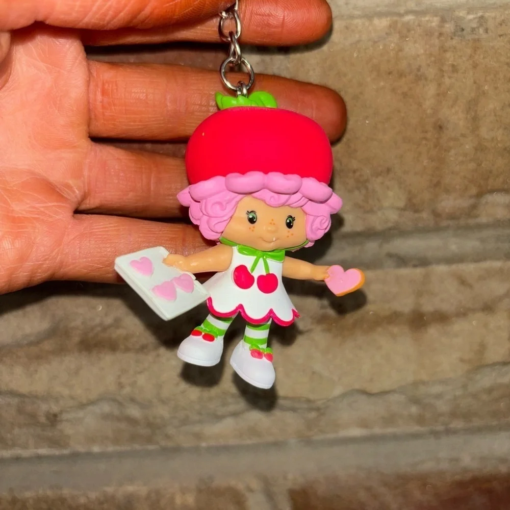 Strawberry shortcake doll cherry cuddler Keychain with Pink and Red Accents